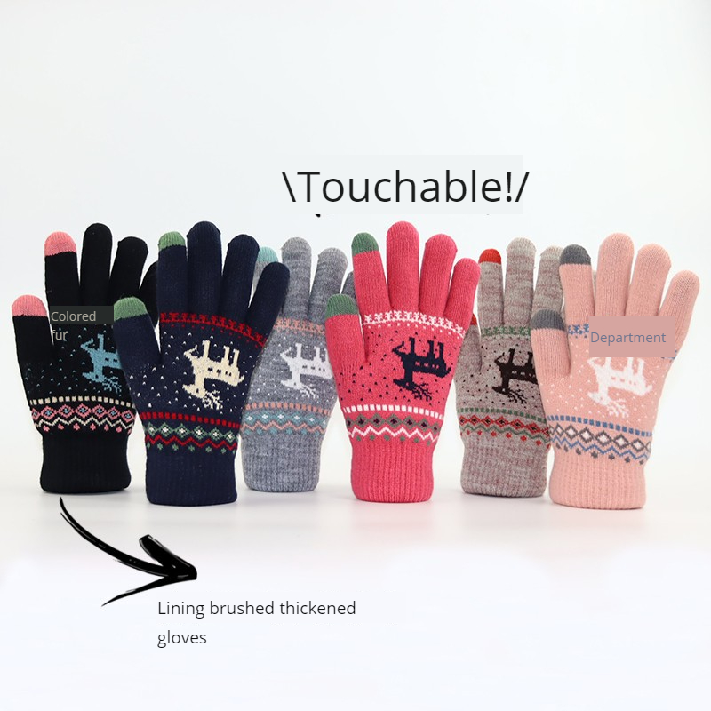 Wool Glove Lined - Gants sans doigts en laine tricotée