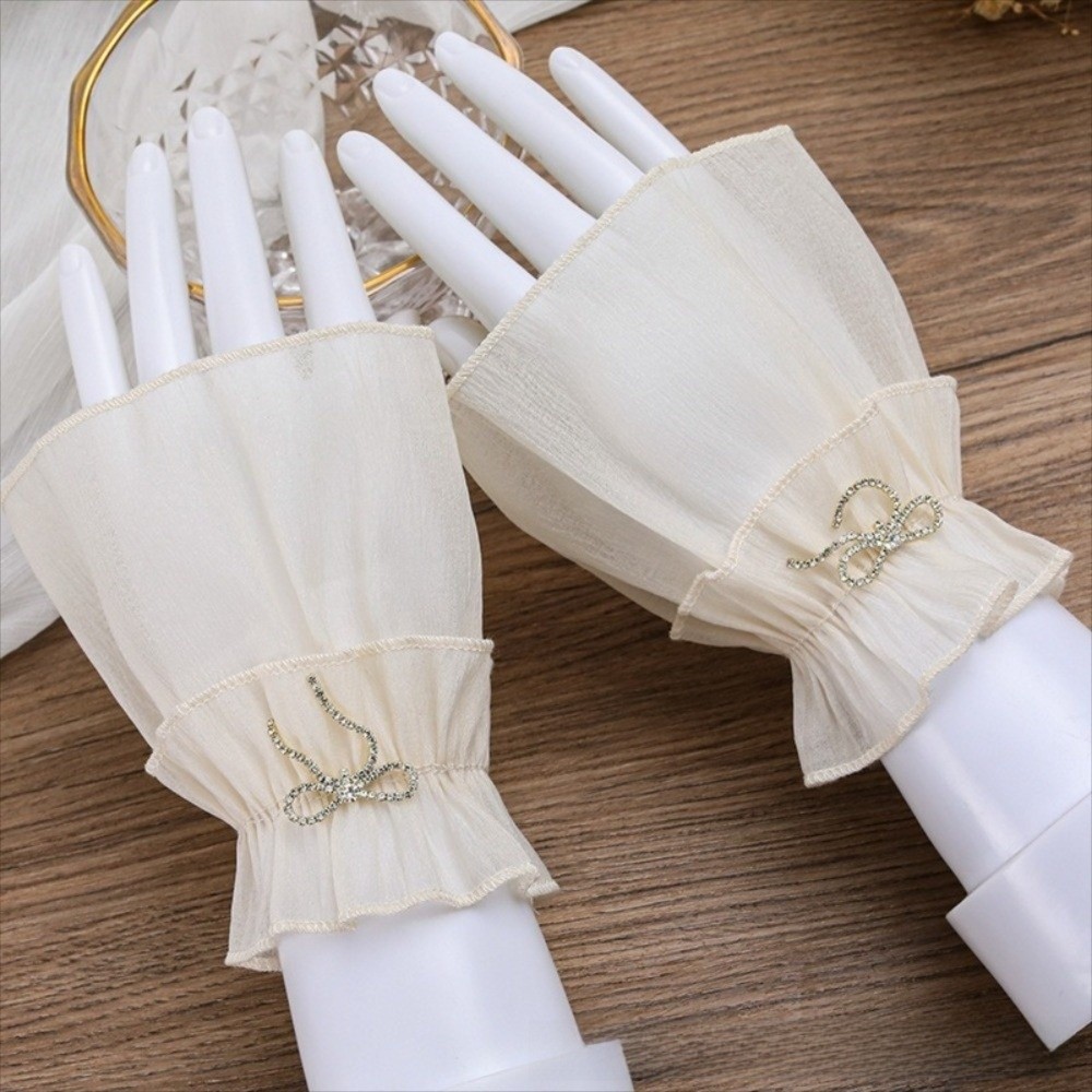 Fingerless Glove Knit - Manchettes plissées froncées amovibles sans doigts,