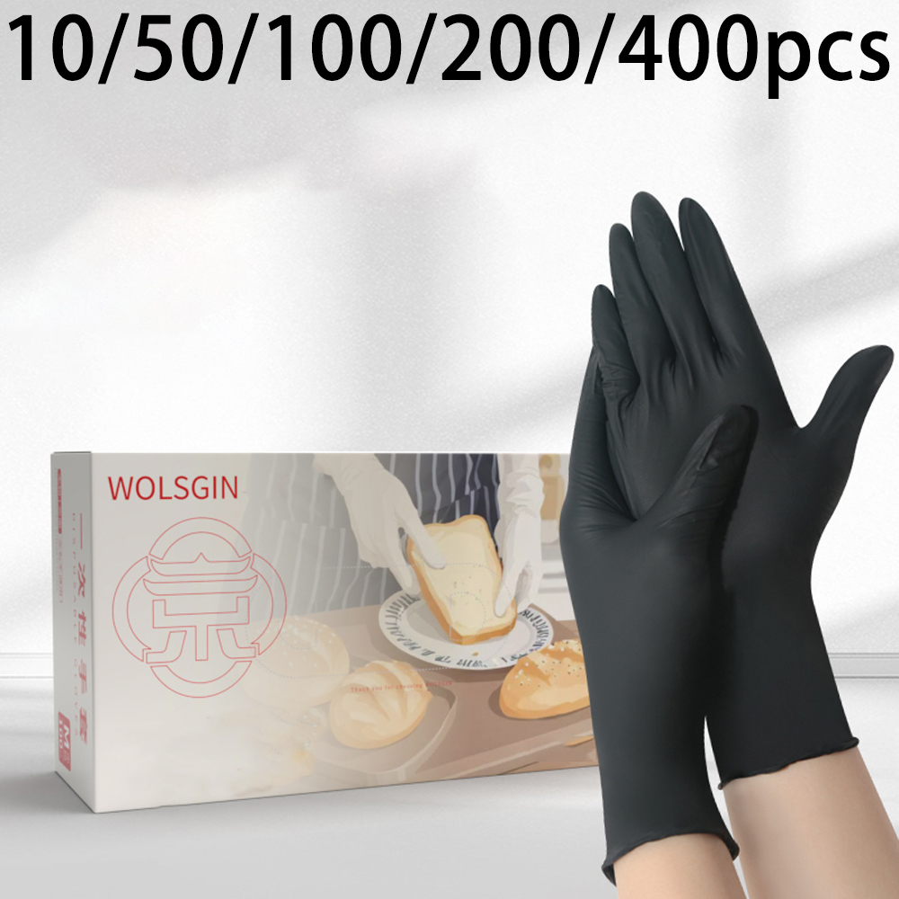 Rubber Glove Cleaning - Gants en nitrile synthétique jetables noirs,
