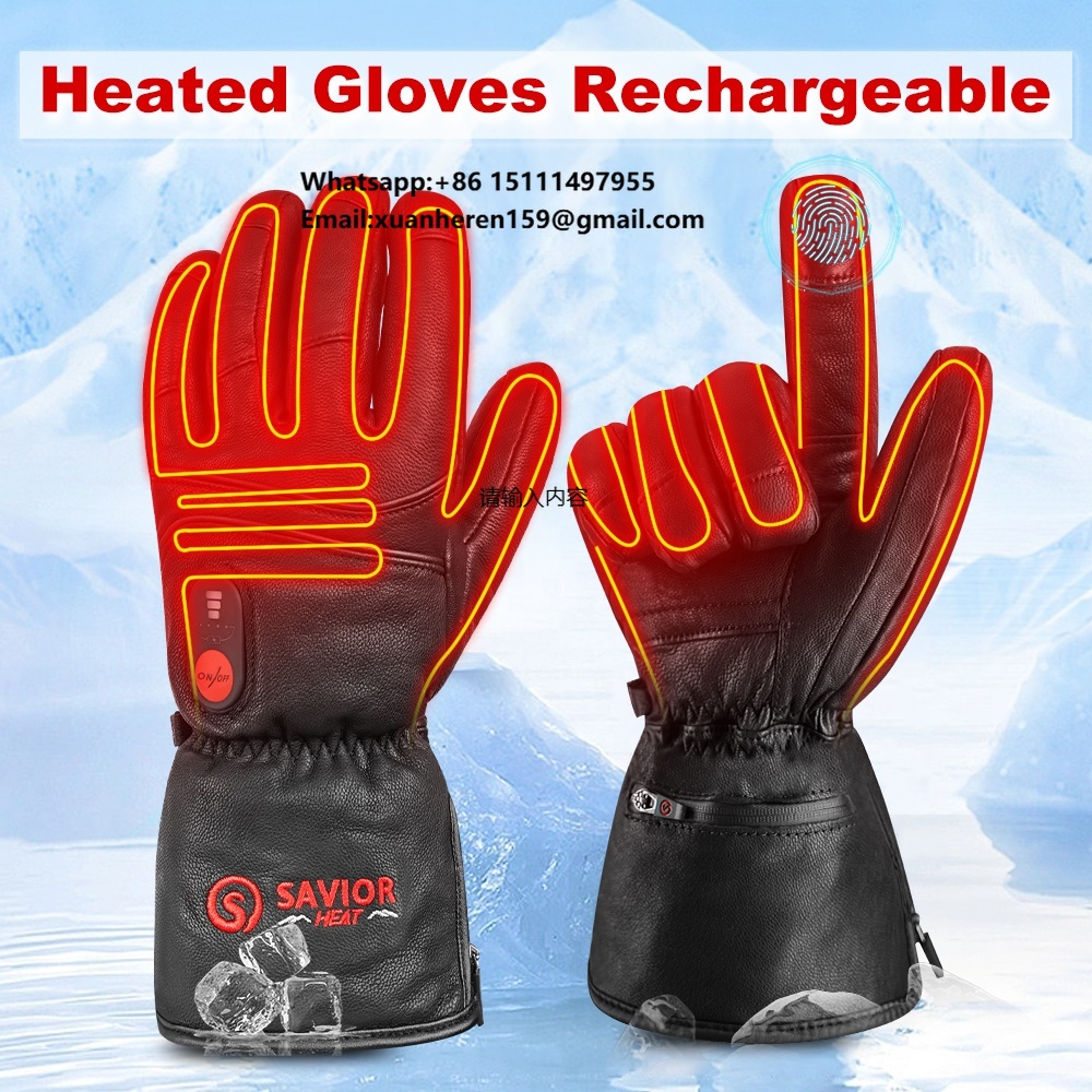 Ski Glove Waterproof - Gants chauffants en cuir pour hommes