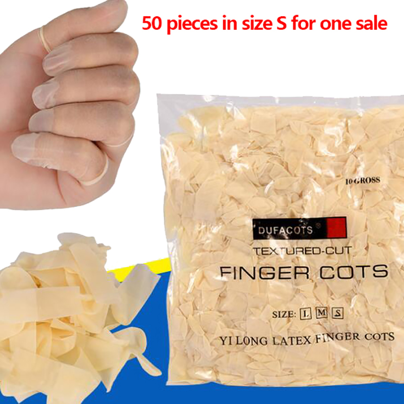 Latex Disposable Glove - 50 pièces/paquet, couvre-doigts jetables en latex,