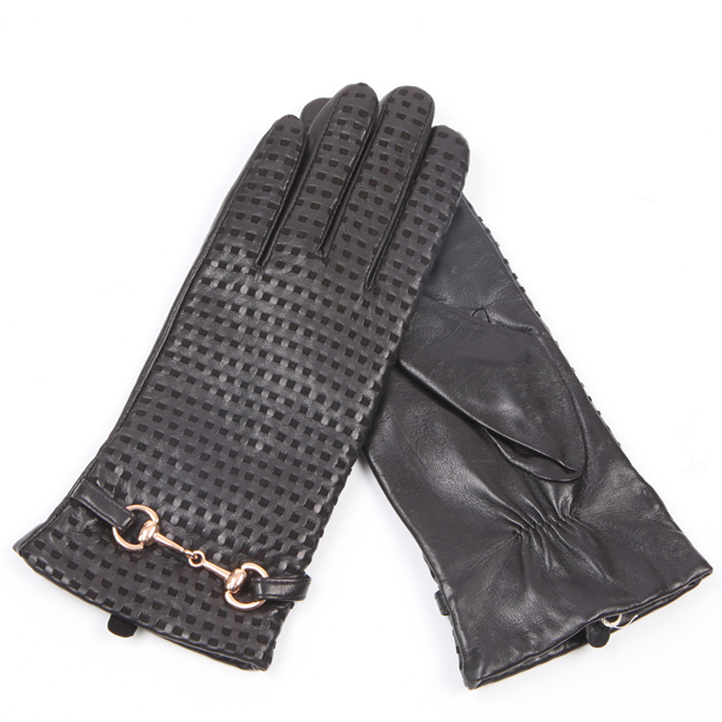 Wool Glove Lined - Gants en cuir véritable femme thermique