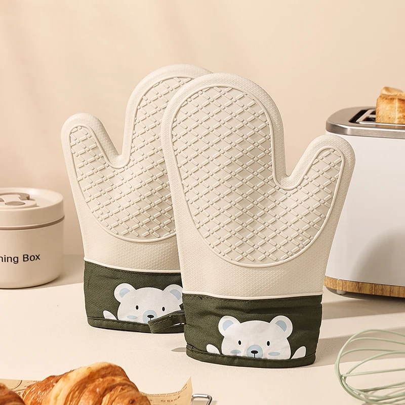 Oven Mitt Silicone - Gants isolants en silicone épaissis, antidérapants,