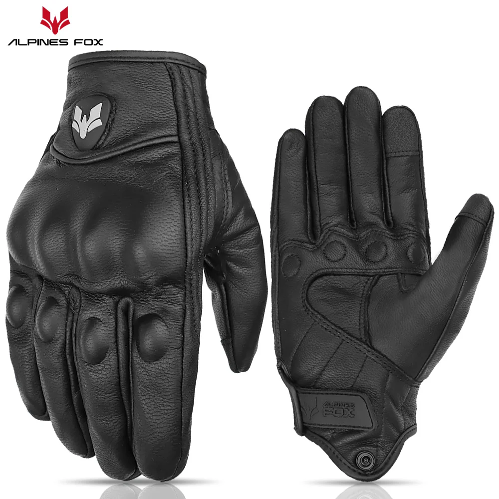 Motorcycle Glove Knuckle - Gants de moto en cuir vintage