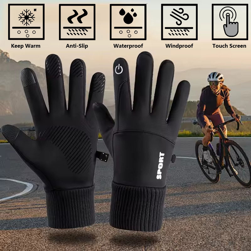 Ski Glove Waterproof - Noir hiver chaud doigts complets imperméable