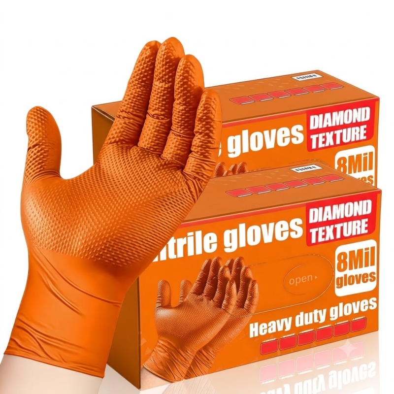 Nitrile Mechanic Glove - Gants en nitrile orange robustes 8