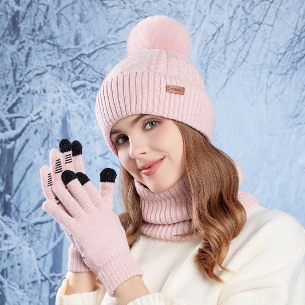 Wool Glove Lined - Ensemble 3 pièces simple couleur unie