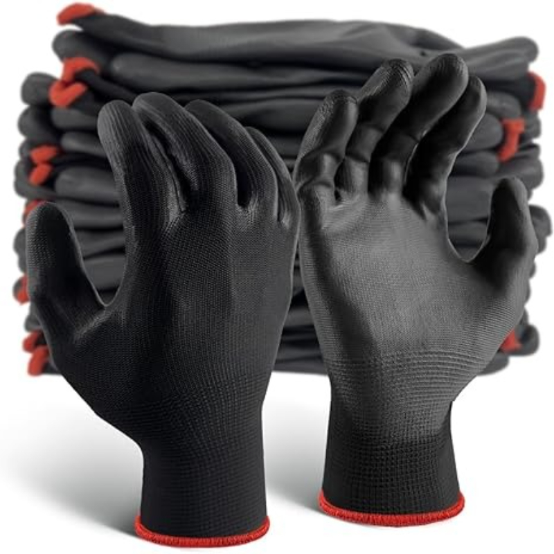 Nitrile Mechanic Glove - Gants noirs à revêtement PU, antidérapants,