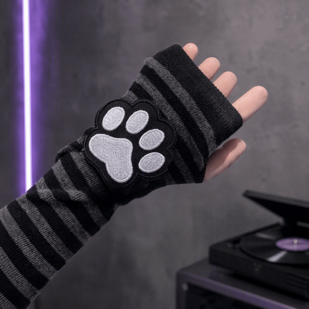 Gants sans doigts à motif rayé - Fingerless Glove Knit avis et prix