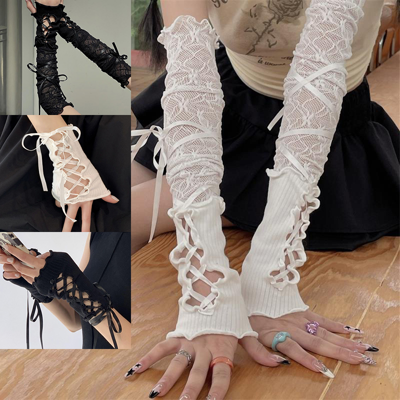 Manches à lacets sans doigts p - Fingerless Glove Knit avis et prix