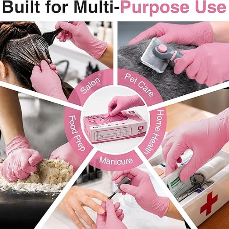 Gants jetables en nitrile rose - Latex Disposable Glove avis et prix