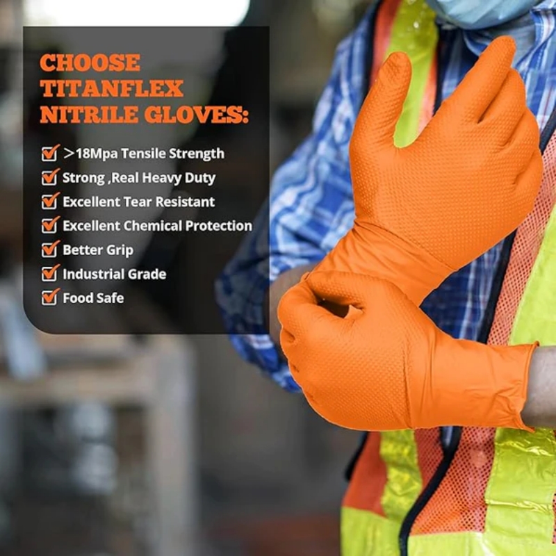 Gants en nitrile orange robust - Nitrile Mechanic Glove avis et prix