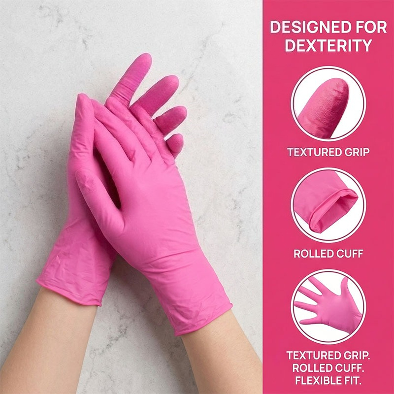 Gants jetables en nitrile rose - Nitrile Mechanic Glove avis et prix