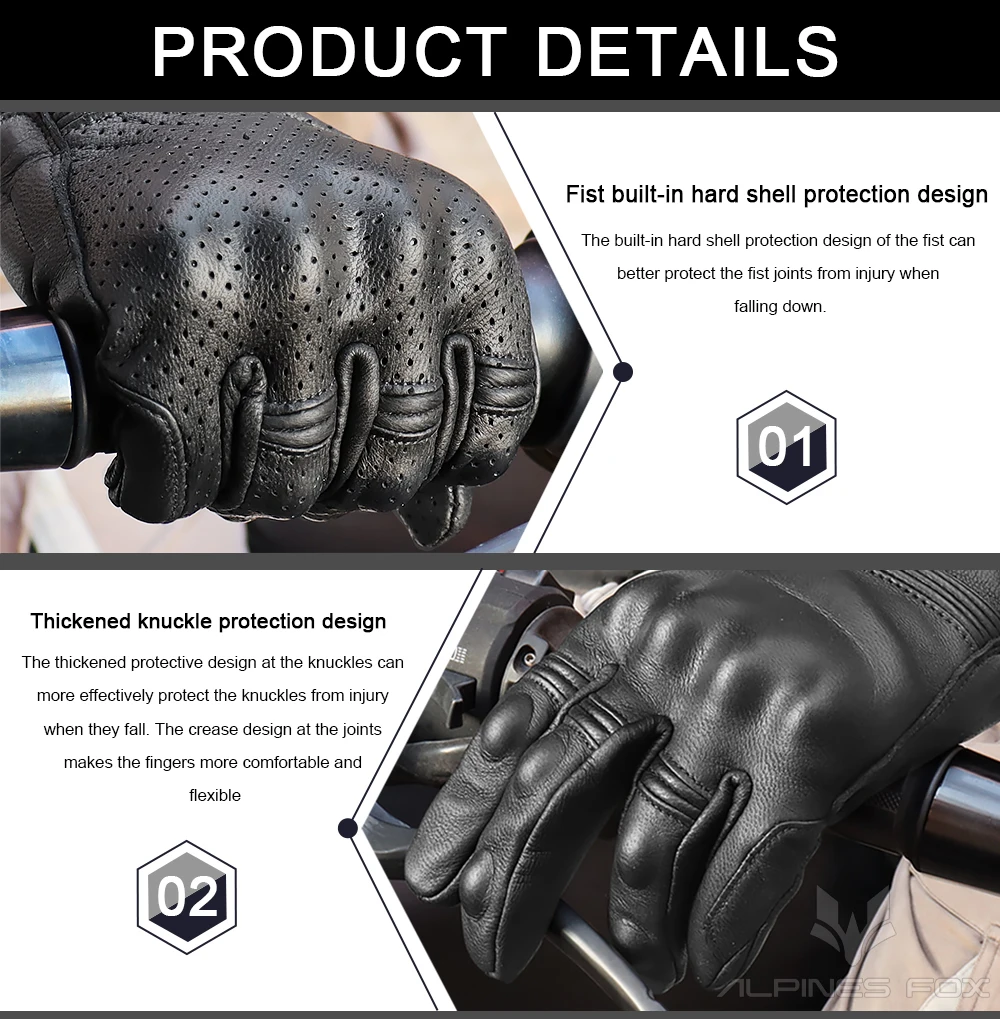 Gants de moto en cuir vintage  - Motorcycle Glove Knuckle avis et prix